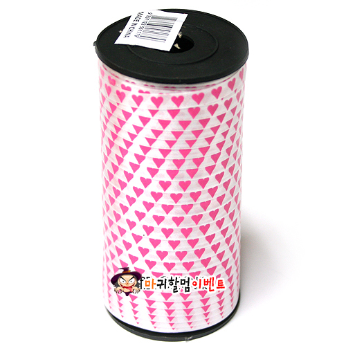 인쇄컬링리본(하트핑크)-90m