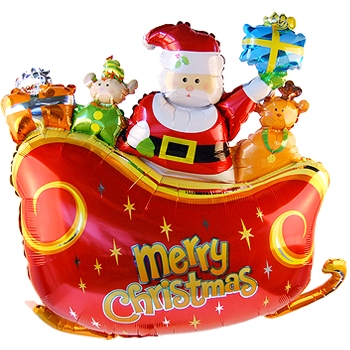 크리스마스 썰매산타(대형은박풍선)
