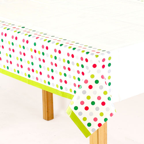 비닐테이블보 (연두라인도트)
