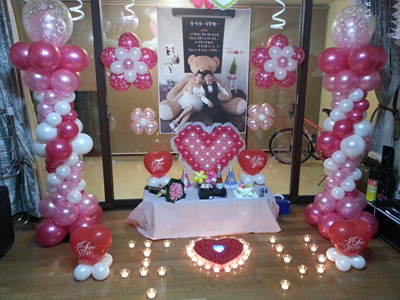 프로포즈이벤트(출장장식)-현수막,헬륨풍선,천정캐노피장식,초장식