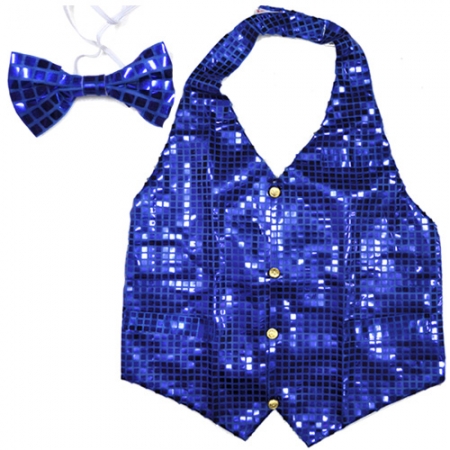 뉴반짝이조끼+넥타이 (블루)