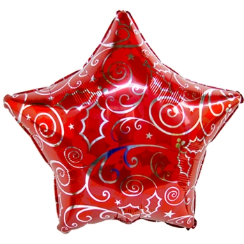 크리스마스별인쇄레드 (은박풍선)