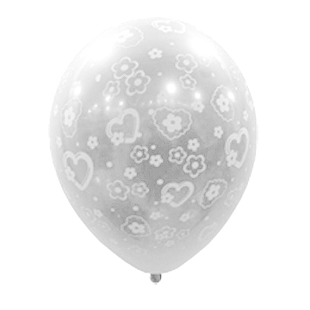 30cm 투명 꽃과하트 인쇄풍선 (10개)