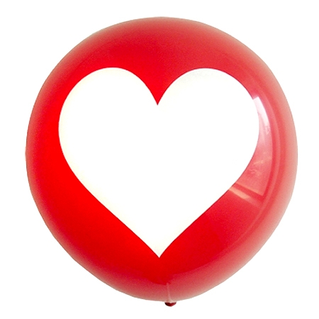 30cm 레드에 화이트 하트인쇄풍선 (10개)