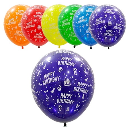 30cm 생일축하인쇄풍선 (100개)