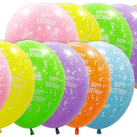 30cm 해피버스데이 인쇄풍선 (50개)