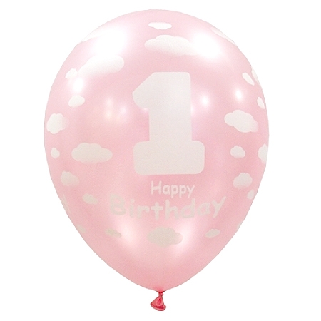 30cm 펄 라이트핑크 첫돌인쇄풍선 (10개)
