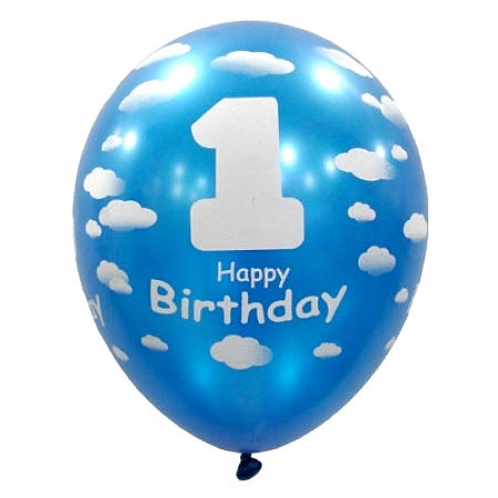 30cm 펄 사파이어블루 첫돌인쇄풍선 (10개)