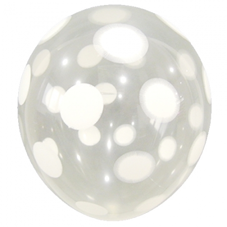 30cm 도트인쇄 땡땡이풍선 - 투명화이트 (30개)