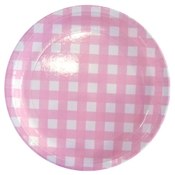 파티접시 체크핑크 (대) 6개