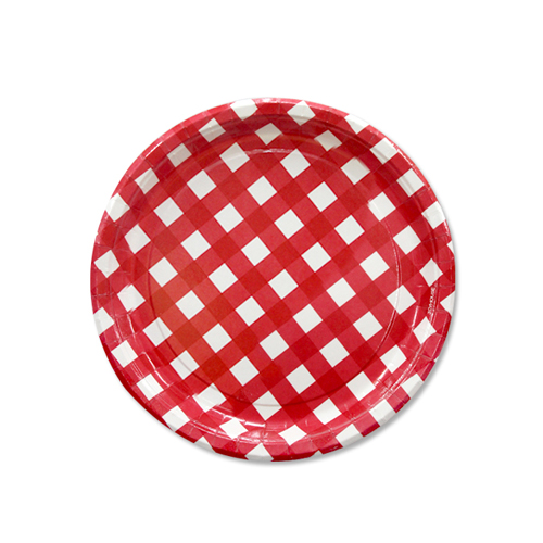 파티접시 체크레드 (소) 6입