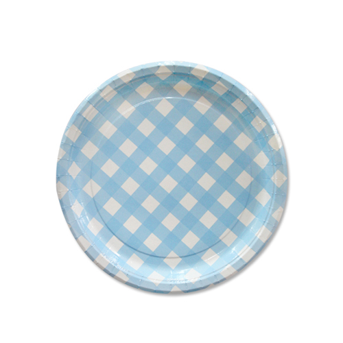 파티접시 체크라이트블루 (소) 6개