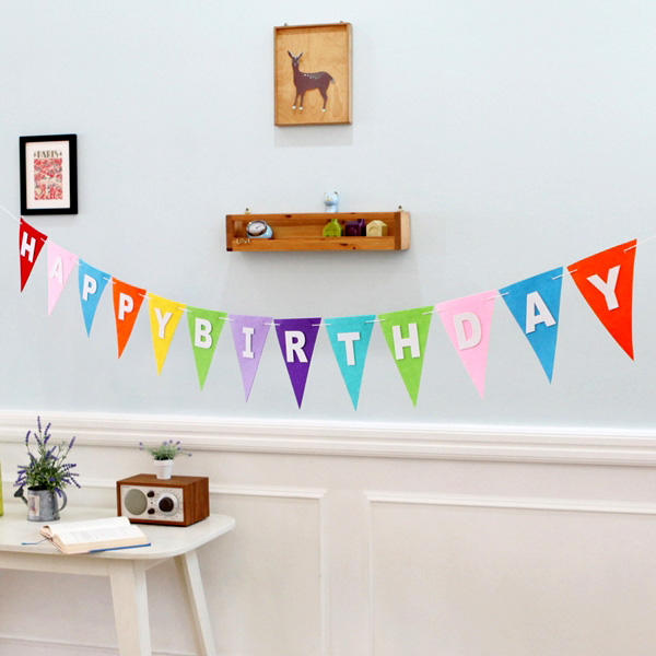 펠트파티삼각플래그(생일레인보우)