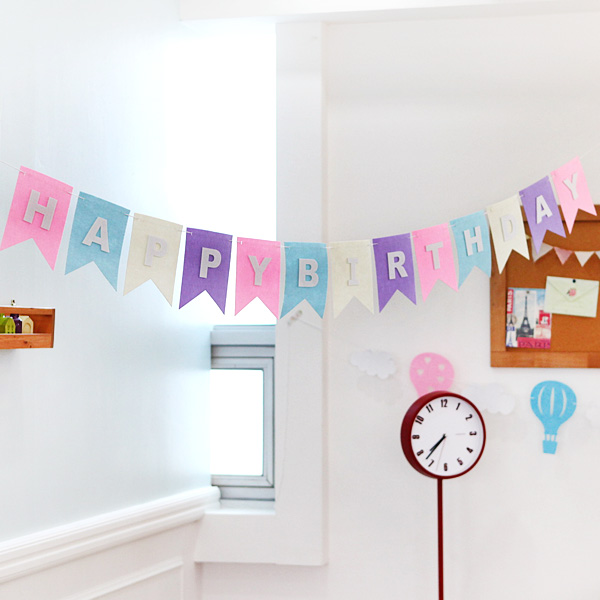 펠트리본파티플래그(생일파스텔)