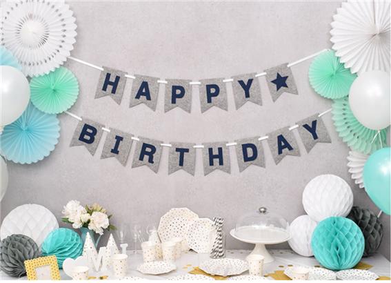 펠트 리본생일가랜드 (그레이앤네이비)
