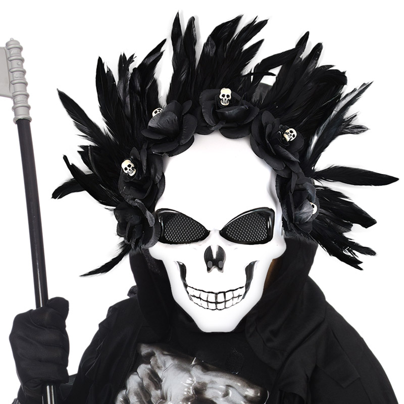 플라워스컬 깃털마스크