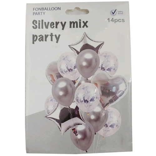 컨페티은박풍선세트14입(파티실버)