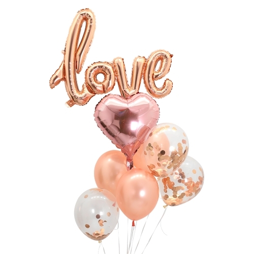 컨페티은박풍선세트8입(러브로즈골드)