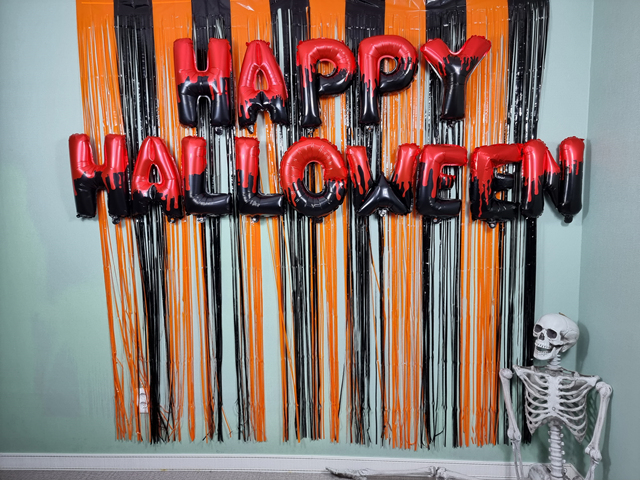 할로윈커튼 블랙앤오렌지 (폭1m높이2m)