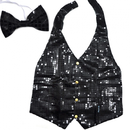 뉴빤짝이조끼+넥타이 -블랙(대여)