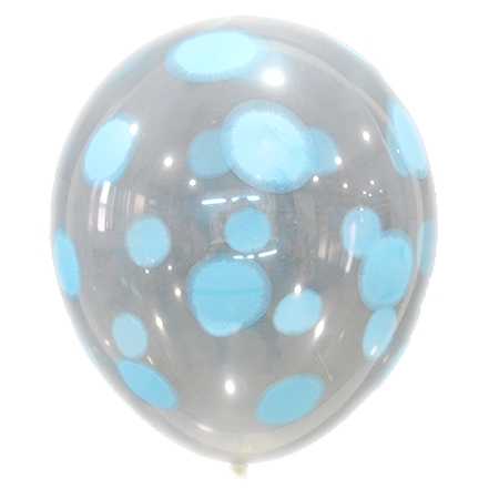 30cm 도트인쇄 땡땡이풍선 - 투명블루 (10개)