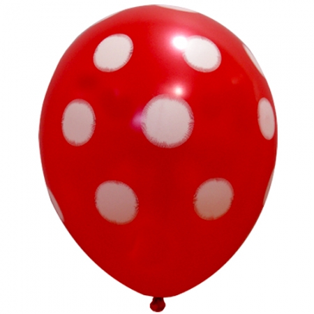 30cm 도트인쇄 땡땡이풍선 레드 (10개)