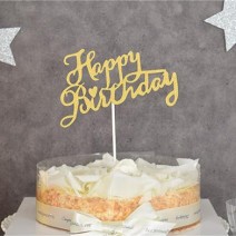 케익데코픽 생일 캘리그라피 골드