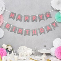 펠트 리본생일가랜드 (그레이앤핑크)